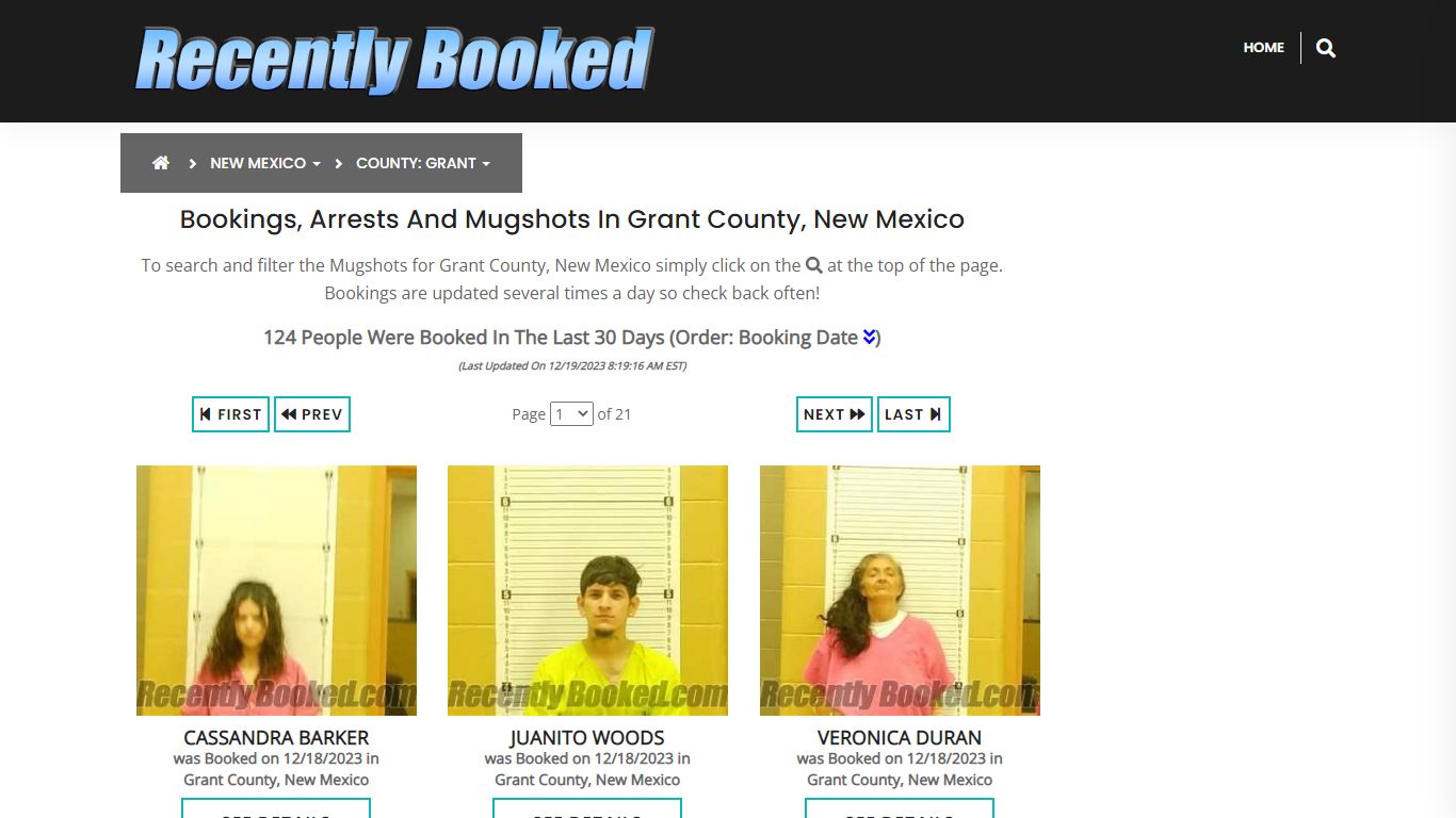 Bookings, Arrests and Mugshots in Grant County, New Mexico