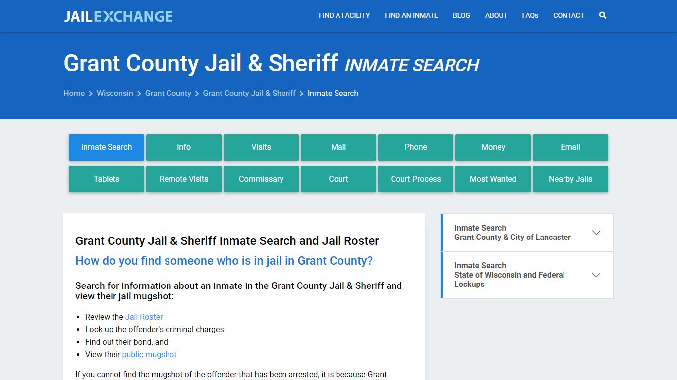 Inmate Search: Roster & Mugshots - Grant County Jail & Sheriff, WI