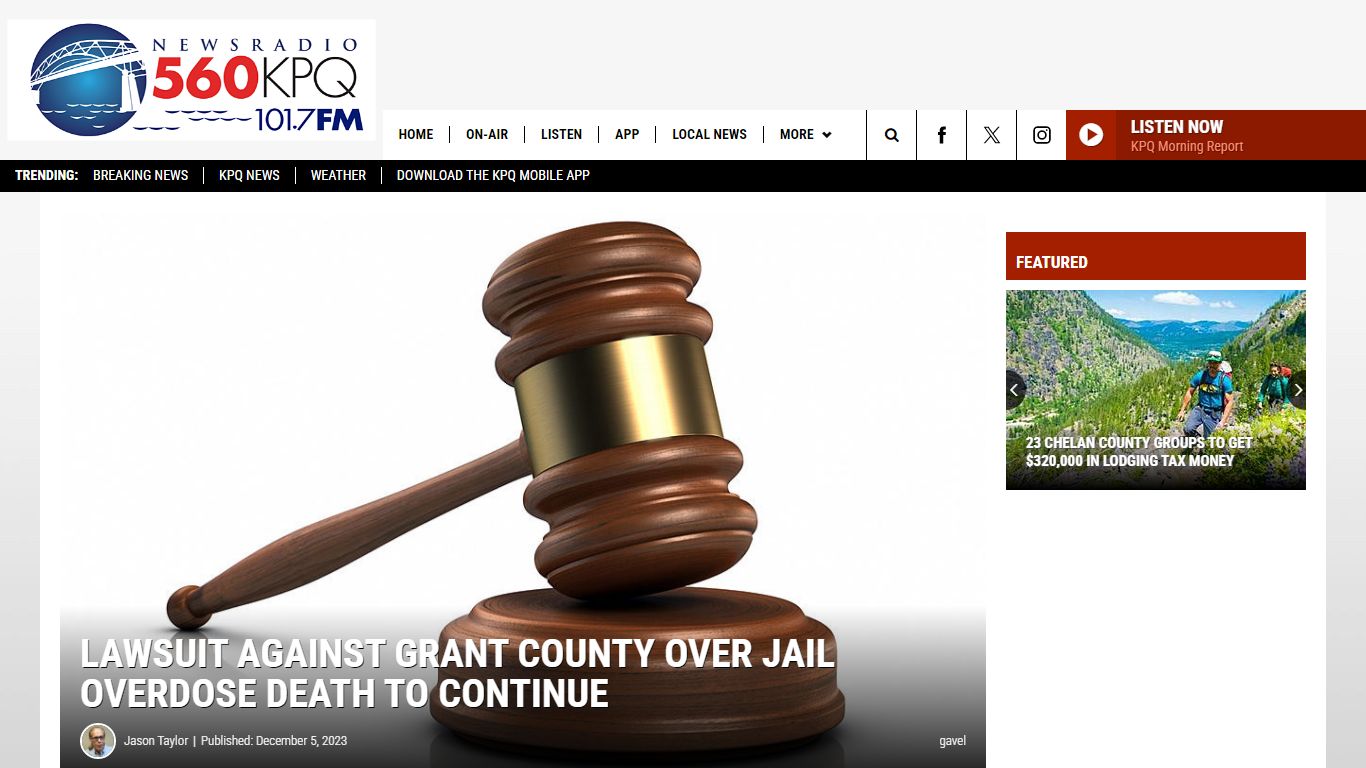 Lawsuit Against Grant County Over Jail Overdose Death to Continue